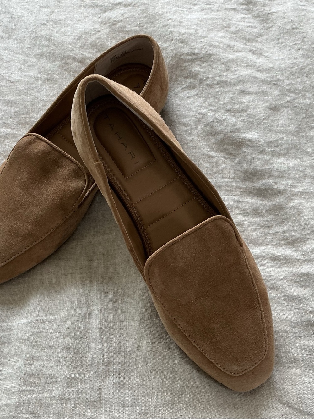Tahari Suede Pointed Loafers in Brown